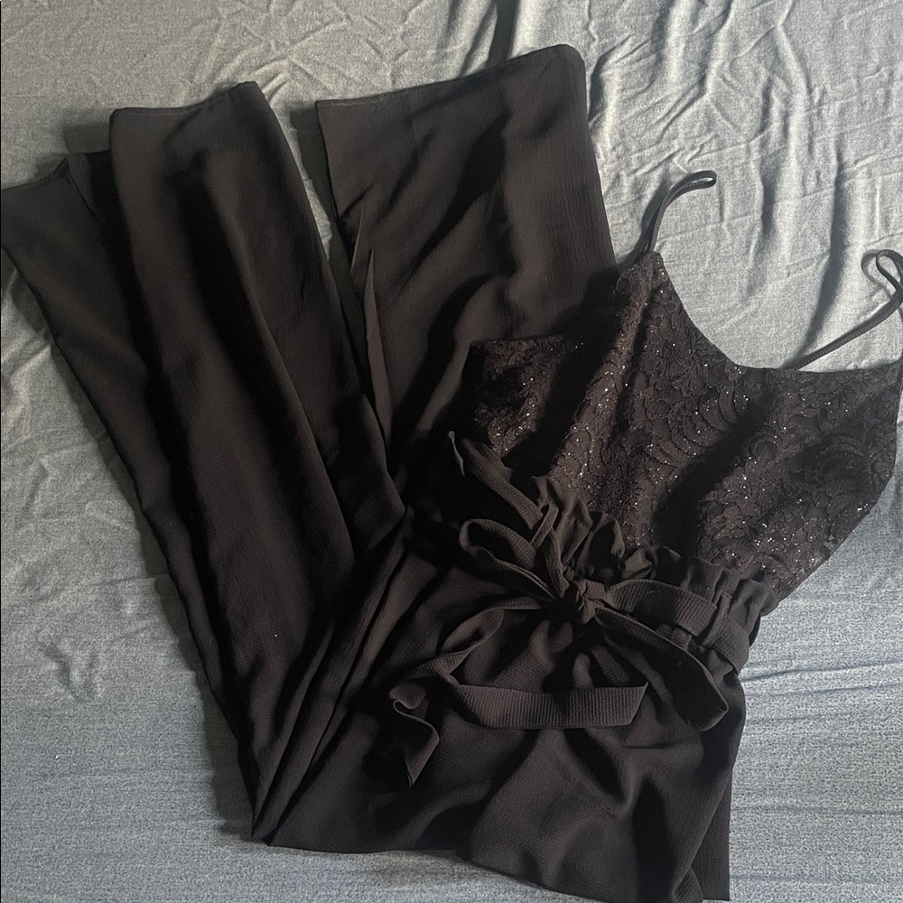 Charlotte Russe Black Lace Detail Jumpsuit size Xl
